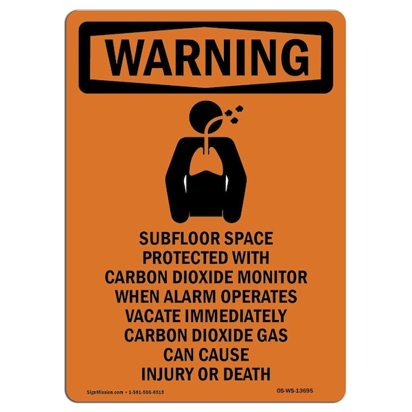 Signmission Safety Sign, OSHA WARNING, 14" Height, Subfloor Space, Portrait OS-WS-D-1014-V-13695 - main
